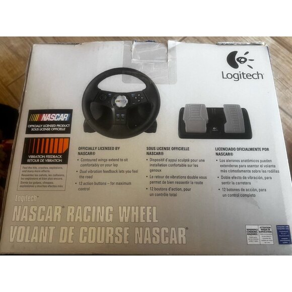 Logitech NASCAR Racing Wheel & Pedals for PS2  PlayStation 2 in Original Box - Picture 2 of 5